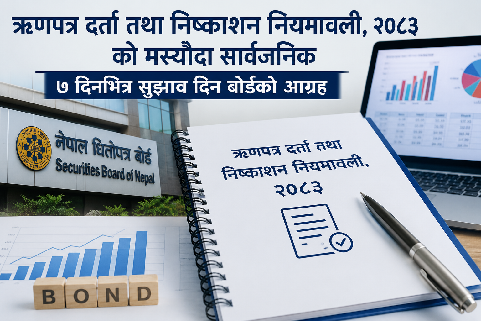 ऋणपत्र बजार विस्तार गर्न नयाँ नियमावलीको मस्यौदा, ७ दिनभित्र सुझाव दिन बोर्डको आग्रह